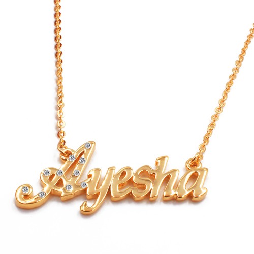 Gold Plated Name Necklace - AYESHA 