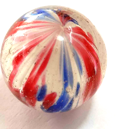 OLD TOY MARBLE ONION SKIN 0.92"3 COLOR SHRUNKEN WITHOUT SWIRL MICA MINT(+) - Picture 8 of 21