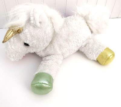 Aurora UNICORN Plush Soft Toy Stuffed Animal White With Golden Sparkly Paws