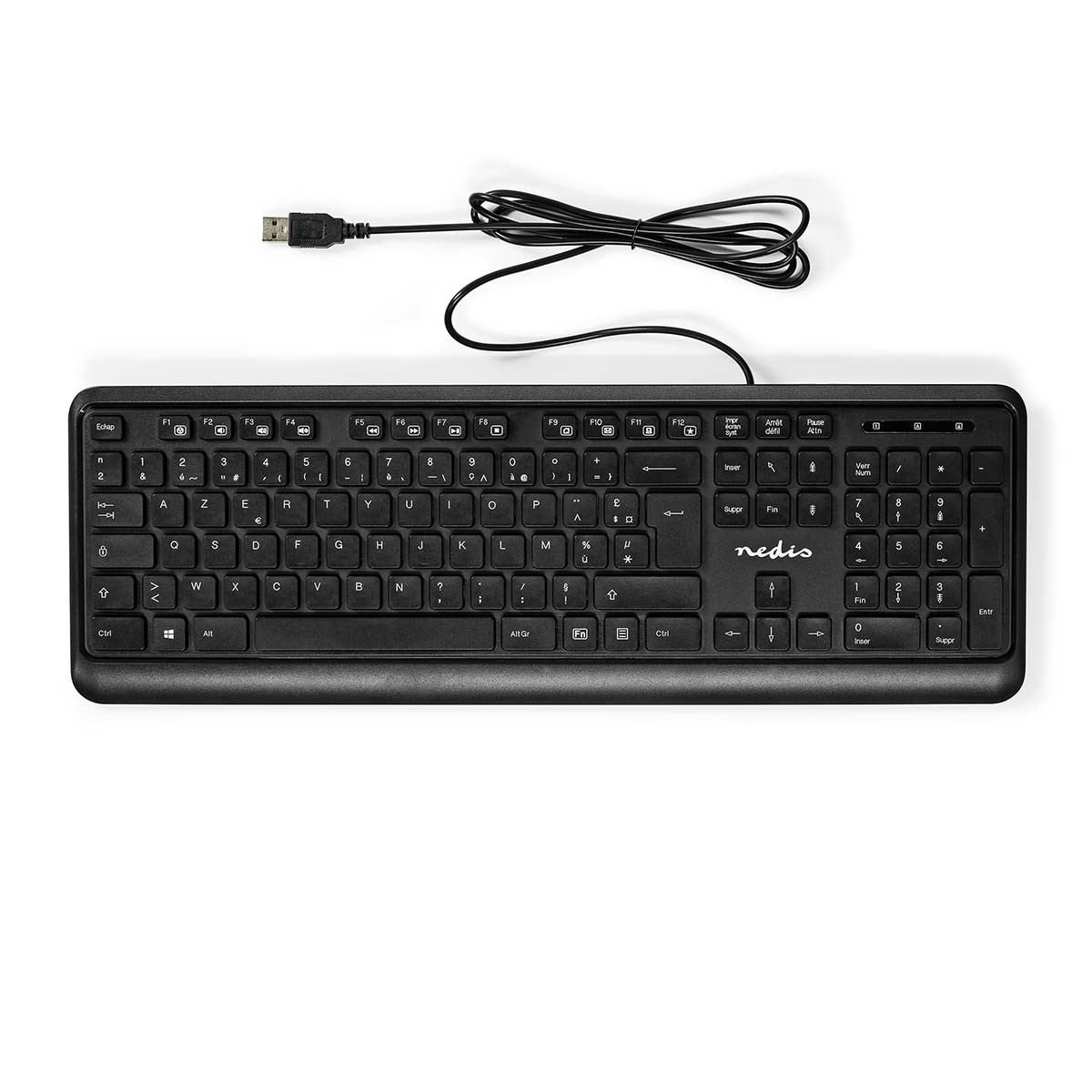 Clavier AZERTY filaire Nedis USB à 104 touches pour ordinateur noir