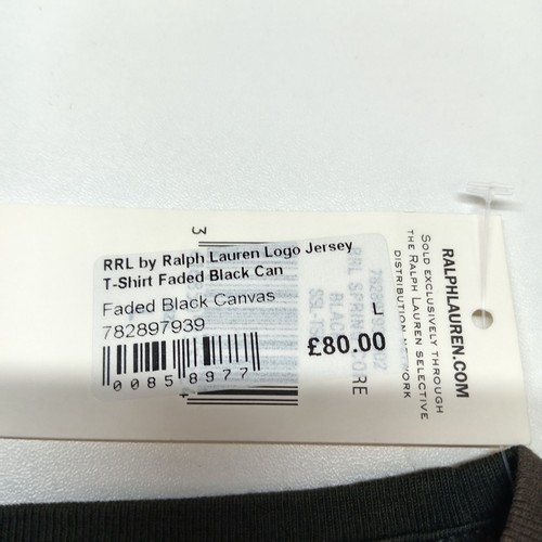 RRL By Ralph Lauren Logo Jersey T-Shirt Faded Black Canvas Mens Large (L) - Picture 8 of 12