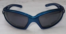 Blue Wrap Around Sports Sunglasses Mens Dark Lens Shield Biker Cycling Racing