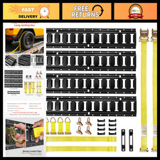 E-Track Tie-Down Rail Kit 4 Pack - 2ft Rails, Ratchet Straps, O-Rings, D-Rings f