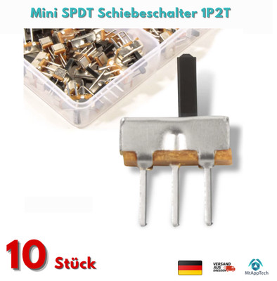 10 Stück Mini SPDT Schiebeschalter 1P2T 0,5A 50V 2,54mm Raster