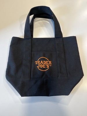Trader Joe's Black Canvas Halloween limited Mini Tote bag authentic never used