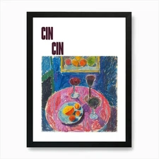 Cin Cin Poster Table With Wine Mati Framed Wall Art Poster Canvas Print Picture