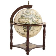 Solid Wood Eucalyptus Globe Bar Wine Stand Brown Wooden Storage vidaXL