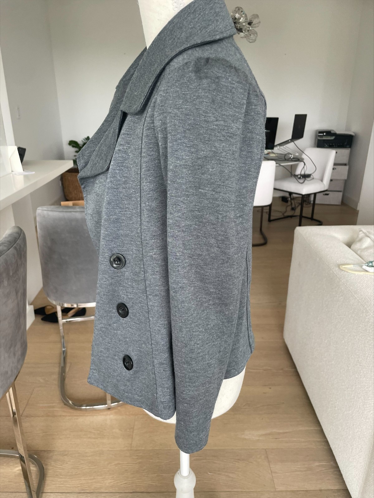 Necessary Objects Gray Knit Double-Breasted Blaze… - image 2