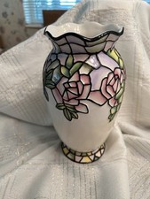 Antique Hand-Painted Porcelain Vase with Pink Rose and Gold Band — listing 4