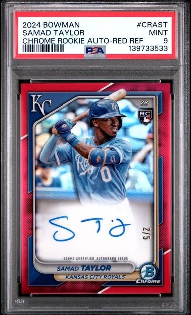 /5 2024 Bowman Chrome RC Auto * SAMAD TAYLOR * True Red /5 PADRES HOT!!!