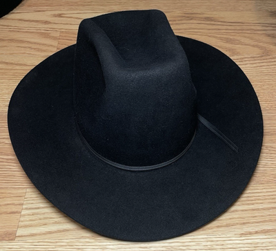 Beaver Brand Hats Felt Cowboy Hat 5X Genuine Fur Felt Black Size 6