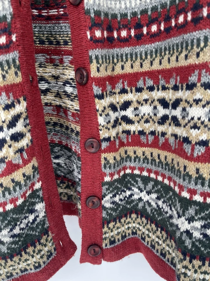 CRYSTAL KOBE Cardigan 毛衣 L 北欧冰岛 Fair Isle 羊毛混纺 — 第 3/4 张图片