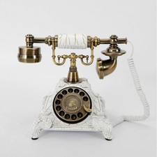 Rotary Dial Desk Telephone Vintage Resin for Home Office Hotels