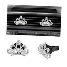 Augeny 2PCS Bling Car Air Vent Clips, Crystal Rhinestone Crown Air White