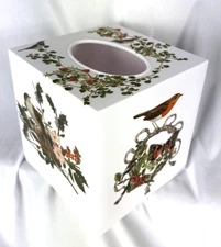 Tissue Box Cover Birds White Square Nature Cottage