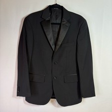 Pronto Uomo 2 Button Black Tuxedo Jacket with Satin Notch Lapels C1