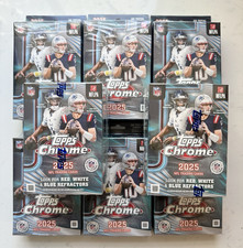 2025 Topps Chrome Football 8 Box Lot - 6 Hanger Boxes + 2 Value Blaster Boxes