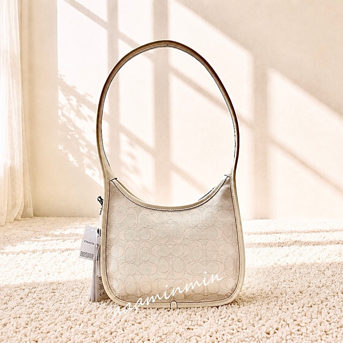 NWT Coach Curve Zip Bag In Signature Jacquard CBH25 Cloud Chalk | eBay