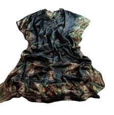 Sante Classics Kaftan Dress OS Black Gold Boho Embellished Beads Shaped Sequins