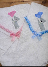 personalised floating teddy Design plus name colour choices WHITE Baby's Shawl