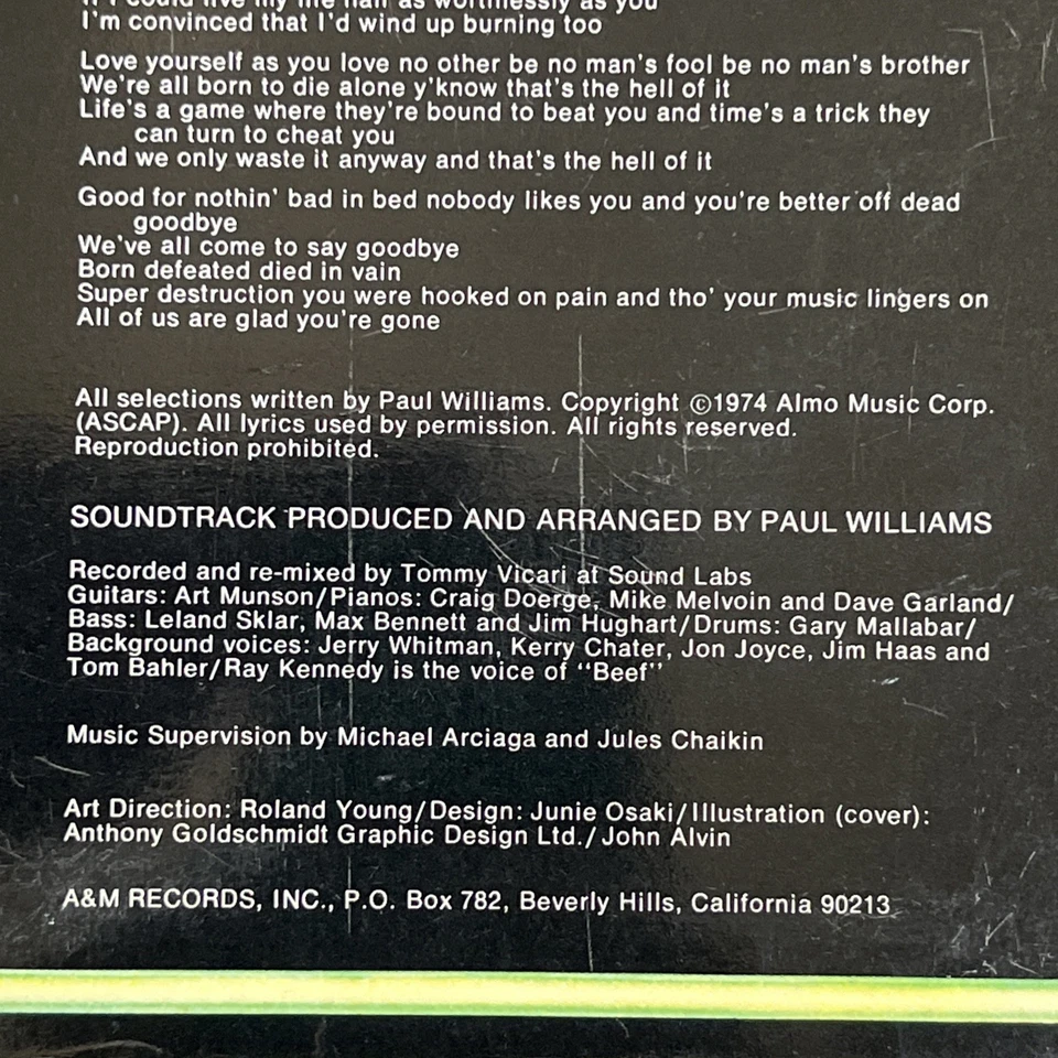 PHANTOM OF THE PARADISE soundtrack A&M SP 3653 orig 1974 VG+ - Image 4 of 4