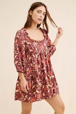 Free People Lola Floral Mini Dress Printed Babydoll Scoop Neck Cutout Women's XS