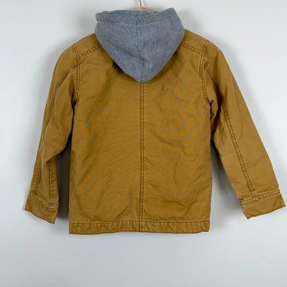 Old Navy Jacket Boys M 8 Chore Utility Barn Canvas Workwear Hooded Lined - Image 2 of 4