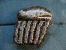 VINTAGE Sz 12 DOLLSPART Dk Brunette long Curls side part Dynel doll wig NOS