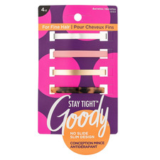 Stay Tight Fine Hair Barrettes, 4 Ct, Assorted Colors, SlideProof Flat Clips, Co