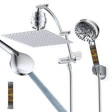Filtered Rain Shower Head with Handheld Spray Combo 20 Stage Shower Filter