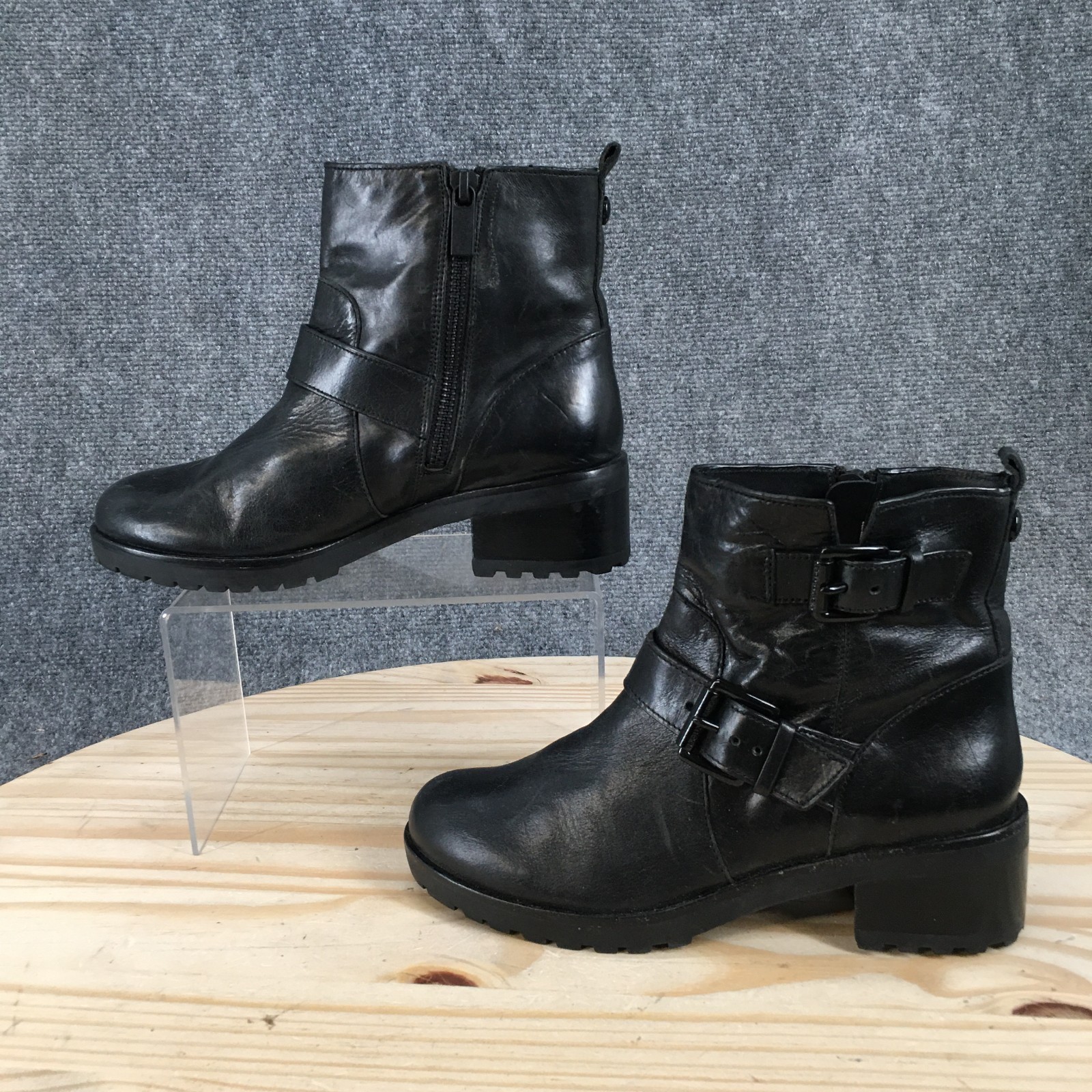 Michael Kors Gretchen Ankle Boots Womens 5.5 M Side Zip Heels Leather Black thumbnail 2