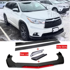 For Toyota Highlander LE XLE Front&Rear Bumper Lip Spoiler Splitter + Side Skirt