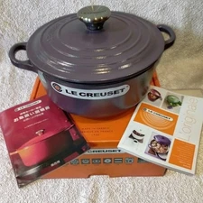 Le Creuset Cocotte Ronde 20cm Amethyst Cast Iron Pot Enamel New Japan