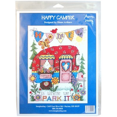 Imaginating Counted Cross Stitch Kit 6,75''X8,75'' - Happy Camper (14 Stück) - I2949