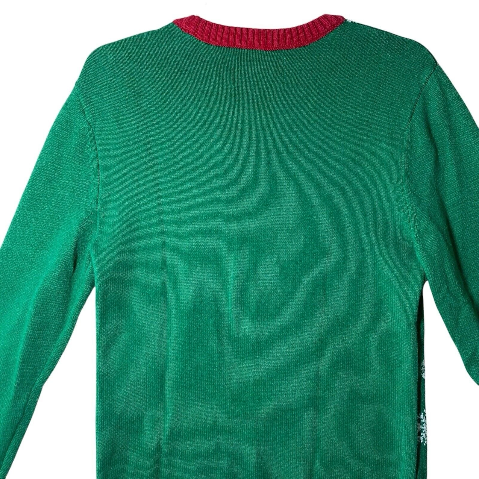 Ugly Christmas Sweater Size Medium Green Santa Snowflake Holiday Cotten Blend