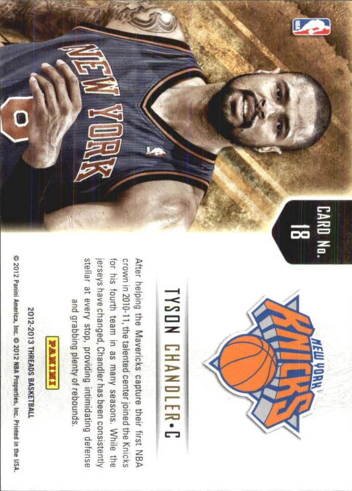 2012-13 Panini Threads Inside Presence #18 Tyson Chandler - BSK - Image 2 of 2