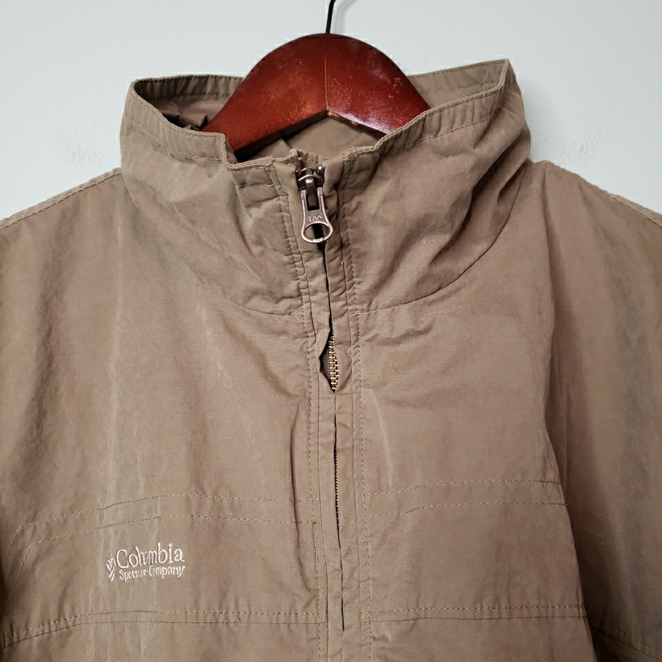 Columbia Mens Large Windbreaker Jacket Boxy Full Zip Mesh Lined Military GREEN thumbnail 13