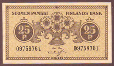FINLAND  25 Pennia  1918     Gem UNC