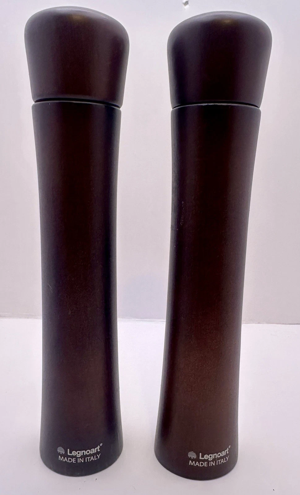 Legnoart 10" Large Pepper Mill Grinder Brown Walnut Wood Made In Italy Set Of 2