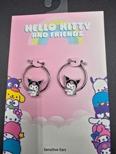 Kuromi Women  s Enamel Hoop Earrings   NWT Sanrio New Hello Kitty and Friends