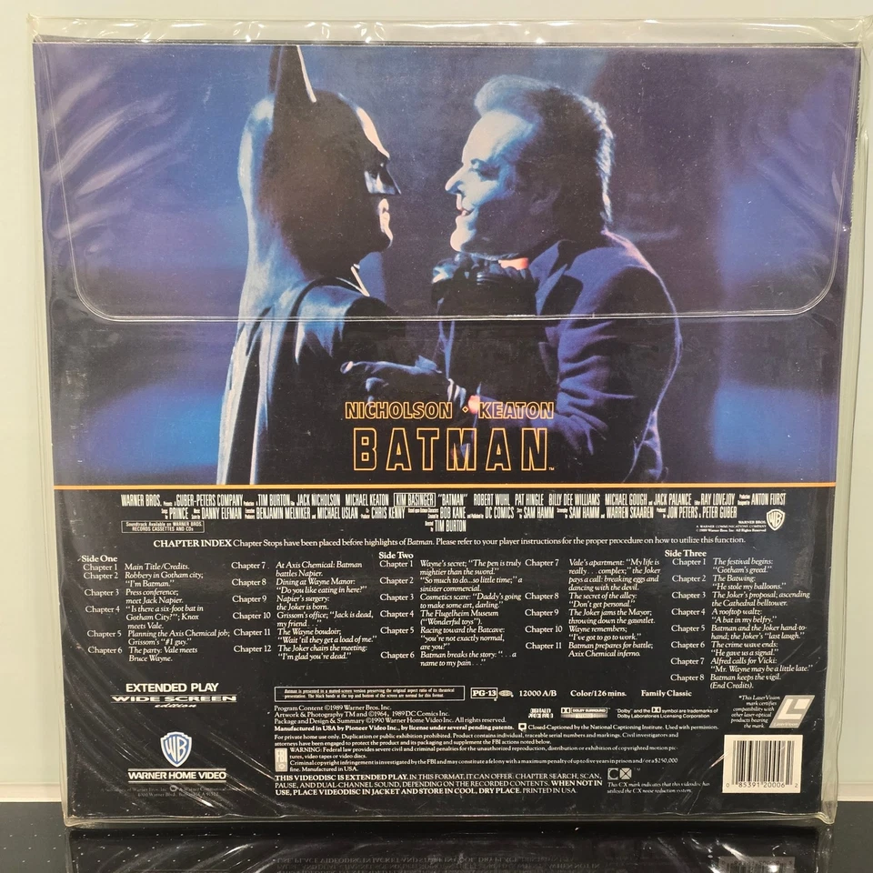 Batman LaserDisc 1989 Tim Burton Nicholson Keaton PG-13 Warner Bros - Image 2 of 4