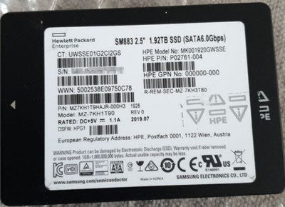 1,92TB Samsung SM883 2,5'' 1.92TB SSD SATA 6.0Gbps enterprise Server HPE HP 98%