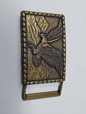 Vintage Brass Eagle Belt Buckle American Bald Eagle Mountain Design B009