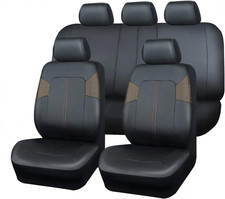 Double Leather Perforated Black Gold Car Seat Covers Full Set,Sporty Design Univ