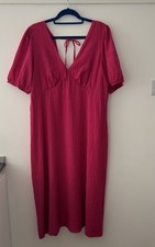 NEXT Cerise Pink Dress Size 20 Seersucker Fully Lined EXCELLENT CONDITION 