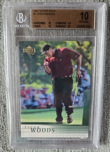 2001 UPPER DECK TIGER WOODS #1 ROOKIE RC BGS 10 PRISTINE