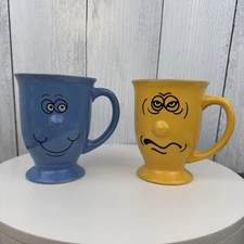 Vintage Lot of 2 Funny Face 3D Nose Gryphonware Anthropomorphic Coffee Mug Retro