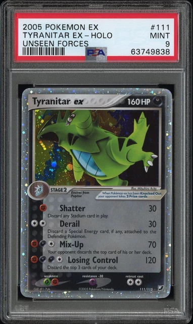 2005 POKEMON EX UNSEEN FORCES #111 TYRANITAR EX-HOLO PSA 9