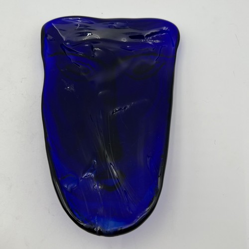 Vintage Cobalt Blue Glass Face Mask Sculpture Wall Art - Picture 4 of 8