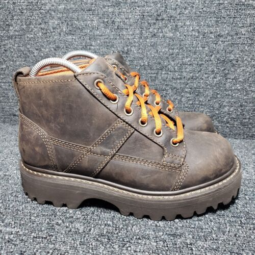 American Eagle AE Size 7 Leather Chunky Lace Up Oxford Boots Vintage Y2K Brown - Picture 2 of 14